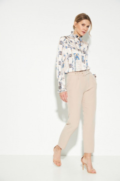 Бежевые брюки с широким поясом и зауженным к низу фасоном LIBERTY 34 - фото 1