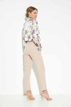 Бежевые брюки с широким поясом и зауженным к низу фасоном LIBERTY 34 - фото 3