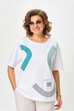 Брюки, футболка Anastasia 1212 белый/бежевый - фото 3