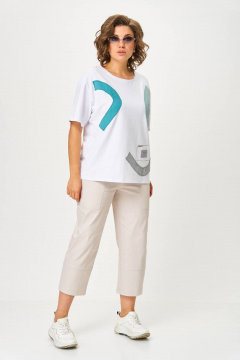 Брюки, футболка Anastasia 1212 белый/бежевый - фото 1
