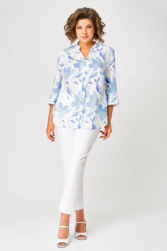 Блуза Swallow 852 белый/голубые_цветы - фото 3