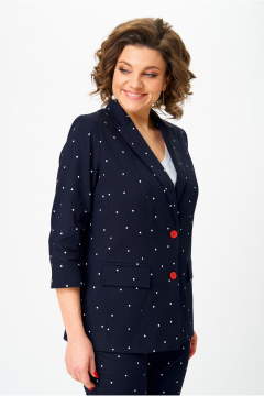 Брюки, жакет БелЭльСтиль 412-3_03_22+586-2_87_22 темно-синий_горох - фото 5