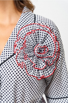 Блуза, брюки Орхидея 1580 черно-белый горошек-красный - фото 4