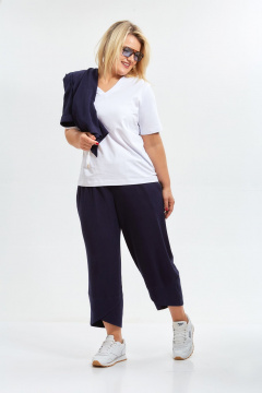 Комплект брюк жилет футболка в стиле бохо OVERYOU М146/1 синий - фото 5