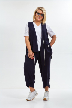 Комплект брюк жилет футболка в стиле бохо OVERYOU М146/1 синий - фото 2