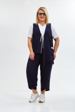 Комплект брюк жилет футболка в стиле бохо OVERYOU М146/1 синий - фото 1