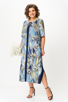 Платье Michel chic 2168 голубой_цветы - фото 4