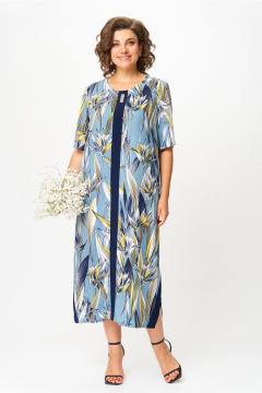 Платье Michel chic 2168 голубой_цветы - фото 3