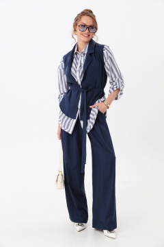 Брюки, жилет, рубашка NikVa 956-2 индиго и бело-синие полосы - фото 5