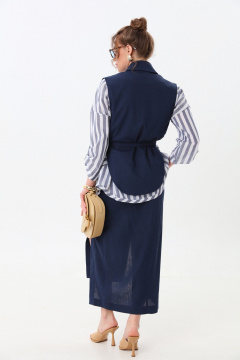 Жилет, рубашка, юбка NikVa 957-2 индиго и бело-синие полосы - фото 3