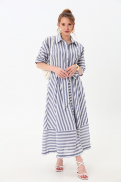 Рубашка, юбка NikVa 958-3 бело-синие полосы - фото 1
