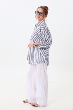 Брюки, рубашка NikVa 961-3 молоко+сине-белые полосы - фото 2