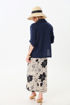 Жакет, юбка NikVa 972-2 индиго+песочно-синие лилии - фото 5