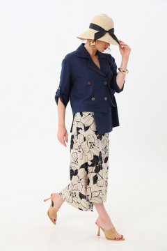 Жакет, юбка NikVa 972-2 индиго+песочно-синие лилии - фото 3