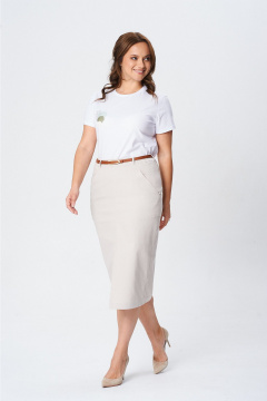 Ремень, футболка, юбка T&N 7646 белый-светлый_песок - фото 4