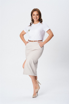 Ремень, футболка, юбка T&N 7646 белый-светлый_песок - фото 3