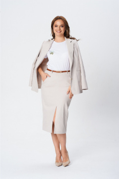 Жакет, ремень, футболка, юбка T&N 7647 светлый_песок _белый - фото 1