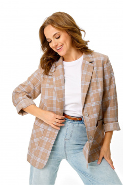 Жакет T&N 7653 бежево-голубая_клетка - фото 5