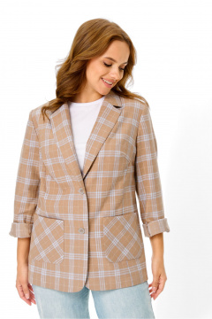 Жакет T&N 7653 бежево-голубая_клетка - фото 4