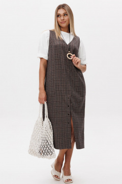 Сарафан Ma Vie М-685 коричневая-клетка - фото 3