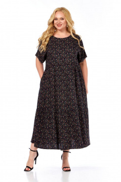 Платье СиБон 0366 темно-синий_цветы - фото 1
