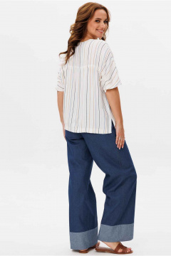 Блуза Mislana 6771 молочный/полоска - фото 5