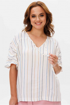 Блуза Mislana 6771 молочный/полоска - фото 3