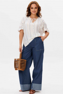 Блуза Mislana 6771 молочный/полоска - фото 2