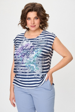 Блуза, брюки БелЭльСтиль 862-3_04_22+586-2_87_22 голубой - фото 3