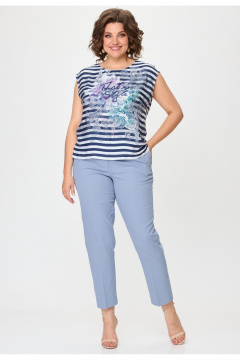 Блуза, брюки БелЭльСтиль 862-3_04_22+586-2_87_22 голубой - фото 1