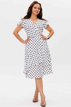 Платье Mislana 1449 белый/черный_горох - фото 1