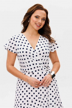 Платье Mislana 1449 белый/черный_горох - фото 4