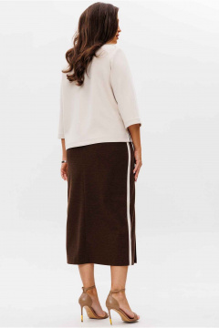 Блуза, юбка Mislana 1218 беж/коричневый_с_дизайном - фото 4