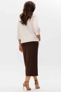 Блуза, юбка Mislana 1218 беж/коричневый_с_дизайном - фото 2