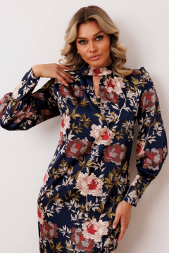 Платье Мода Юрс 2915 темно-синий_цветы - фото 3