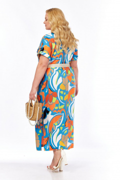 Платье БагираАнТа 1036 цветы_синий_фон - фото 5