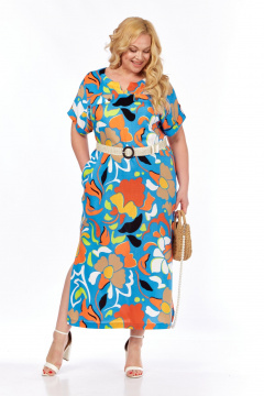 Платье БагираАнТа 1036 цветы_синий_фон - фото 2