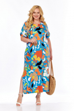 Платье БагираАнТа 1036 цветы_синий_фон - фото 4