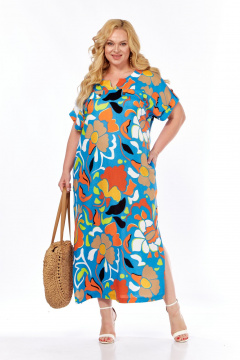 Платье БагираАнТа 1036 цветы_синий_фон - фото 3