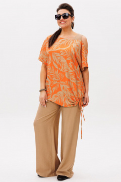 Блуза, брюки Anelli 1537 апельсиновый_капучино - фото 3