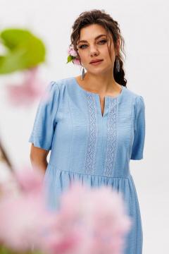 Платье Anelli 1604 голубое_кружево - фото 3