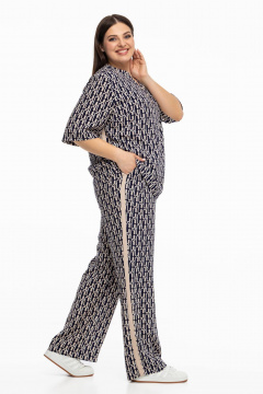 Блуза, брюки Avila 0999 бежево-синий - фото 4