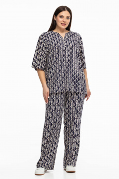 Блуза, брюки Avila 0999 бежево-синий - фото 1