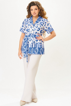 Блуза, брюки Fita 3082 бежево-синий - фото 3