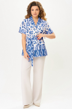 Блуза, брюки Fita 3082 бежево-синий - фото 1