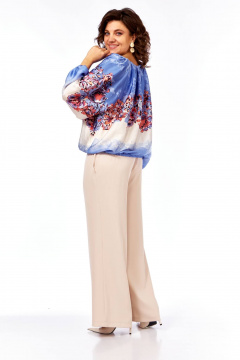 Блуза Ольга Стиль С-881 сиреневый_цветы - фото 5