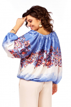 Блуза Ольга Стиль С-881 сиреневый_цветы - фото 2