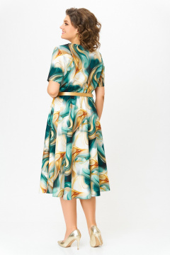 Платье Swallow 833 бирюзово-золотой_принт - фото 5