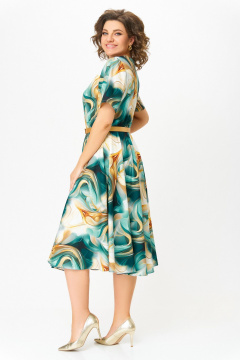 Платье Swallow 833 бирюзово-золотой_принт - фото 4