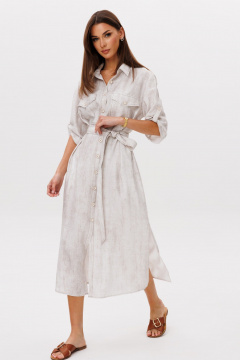 Платье Ларс Стиль 1098 молочно-бежевый_принт - фото 1